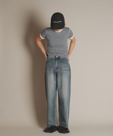 バルーンウォッシュストレートワイドデニム