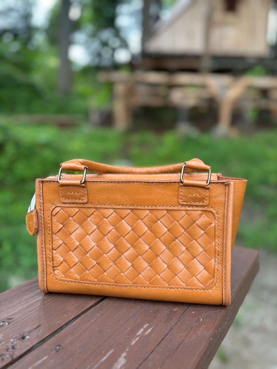 HIGH-CLASS ITALY ハンドバッグ キャメル Hロゴ パンチング fit=scale-down,w=1200