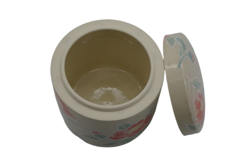 壺ツバキ（新品未使用） 信楽焼 ミニ骨壺 「つばき」 150ml｜四季の花をあしらった上品な手元