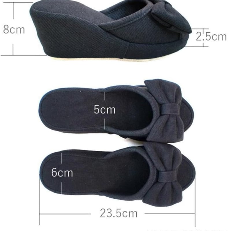 美脚 ヒール 厚底スリッパ （ブラック・F） ヒール かかとあり