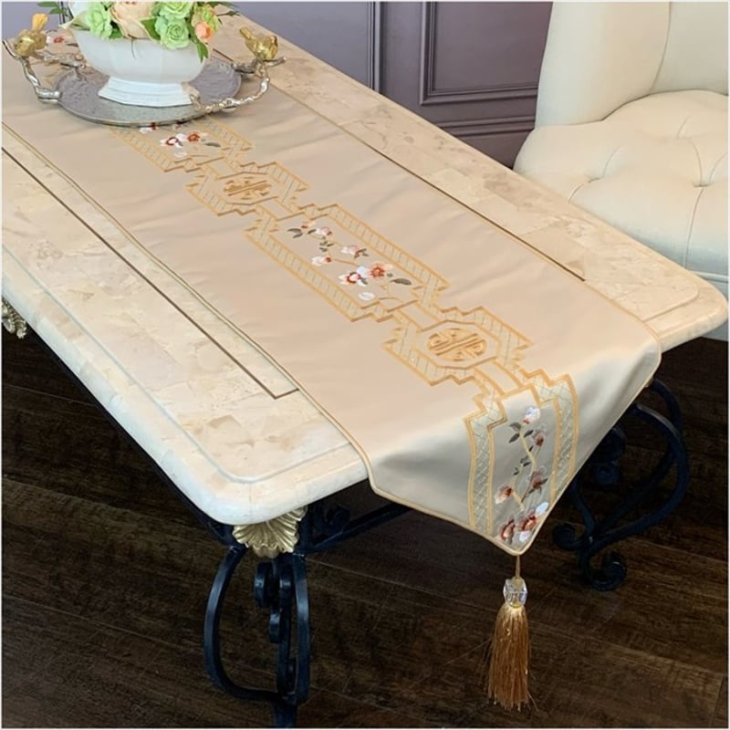 エレガントで豪華 ひまわりテーブルランナー綿とリネンストリップ