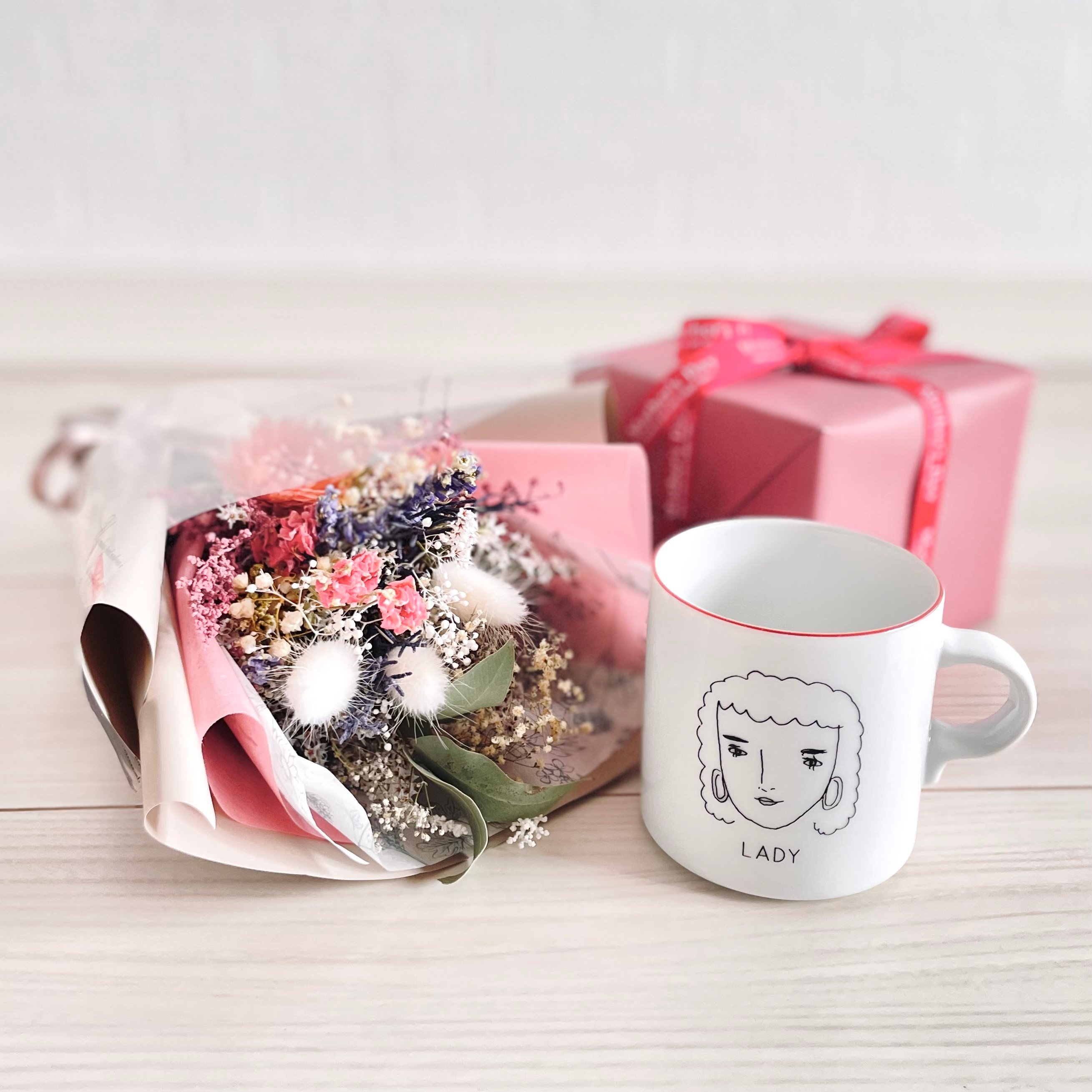 くすみカラーラッピング 花束 ドライフラワー プリザーブドフラワー