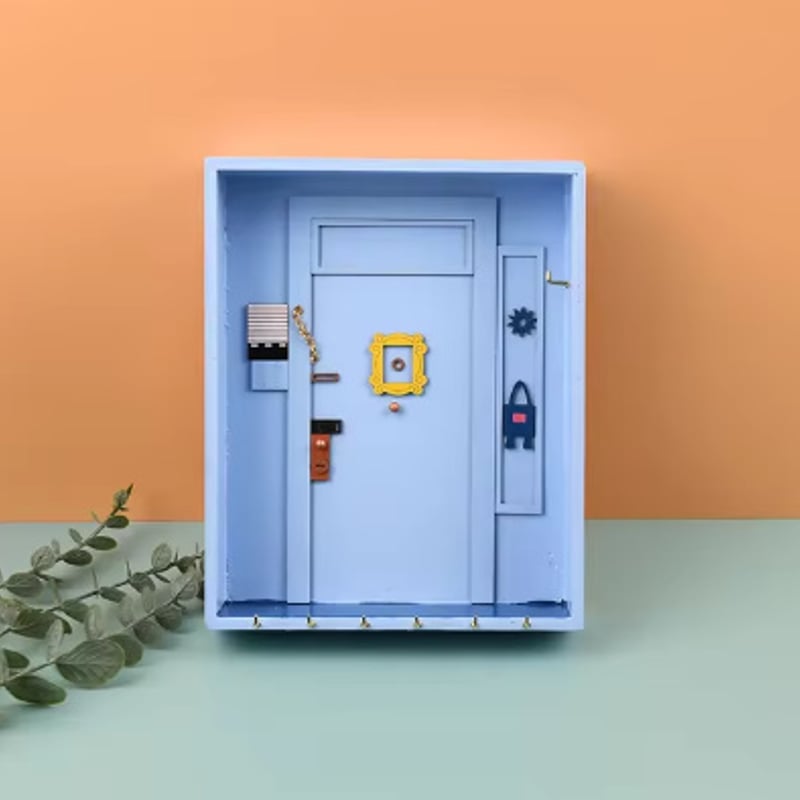3色展開】かわいい ドア型 鍵掛け キーフック キーボックス 6本収納