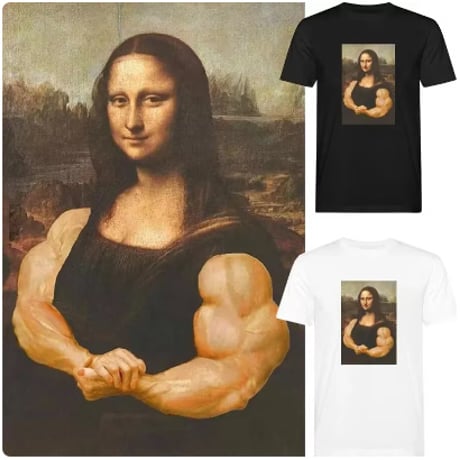 モナリザ レオナルドダヴィンチ オールオーバープリントTシャツ モナリザ レオナルドダヴィンチ オールオーバープリントTシャツ