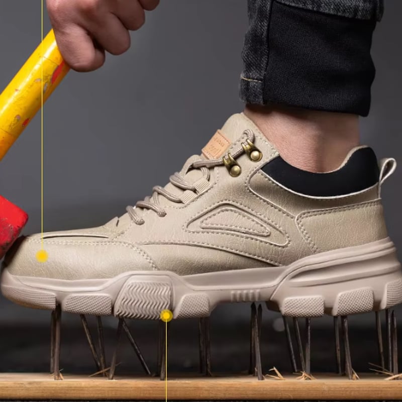 おしゃれ メンズ 安全靴 モカブラウン カジュアル スニーカー