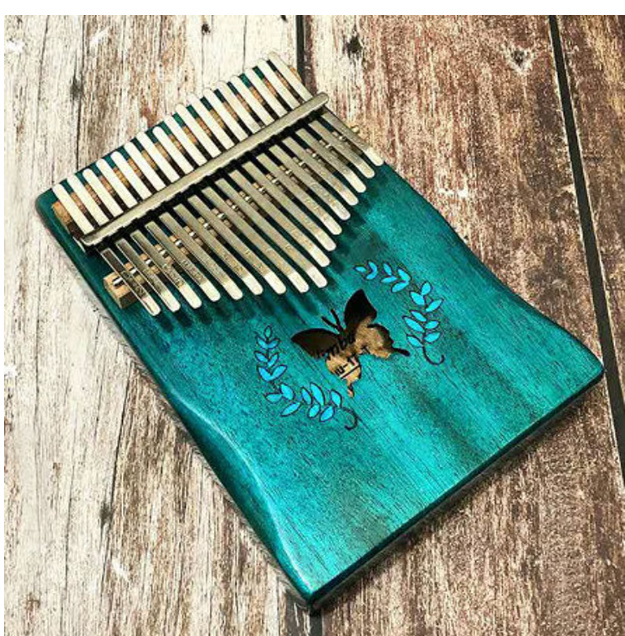 17 キー ブルー 蝶柄 アコースティック カリンバ | Colorful Puzzle