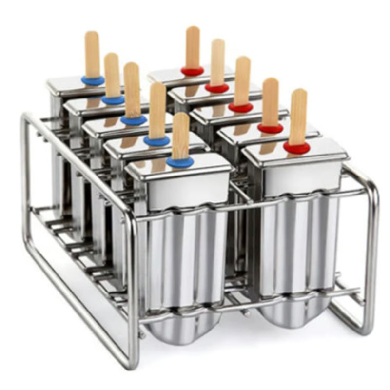 アイスキャンディー】 型 10個＋ホルダー ステンレス 小さめ 簡単 家庭