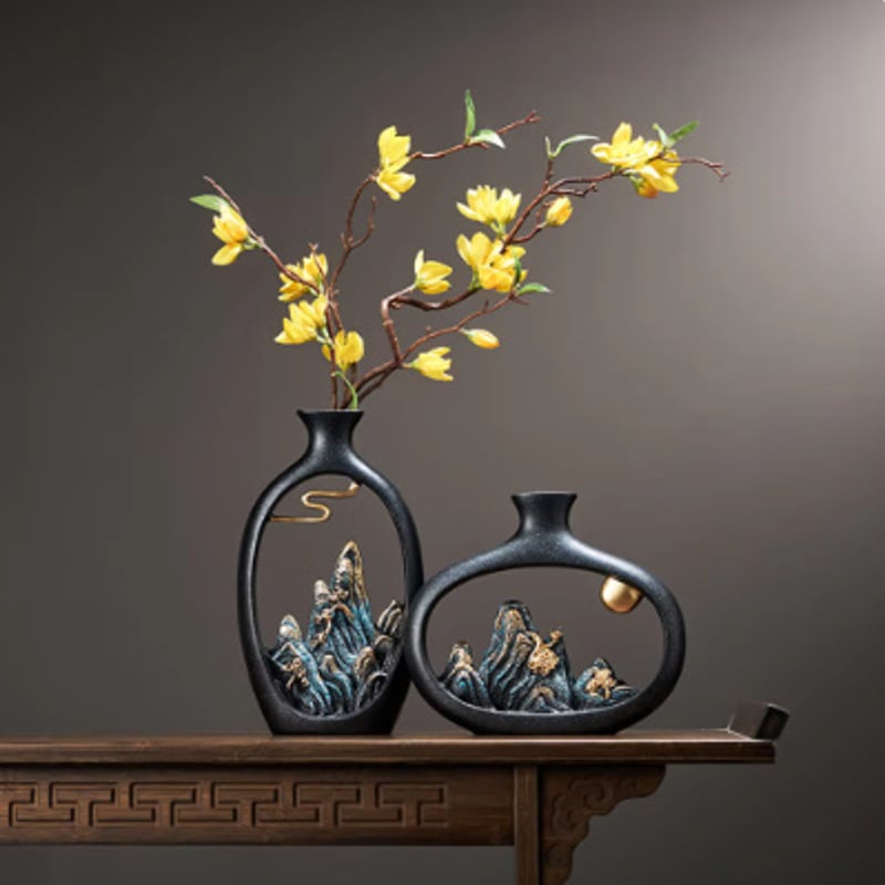 オリエンタル スタイル インテリア レジン フラワーベース 花器 花生け