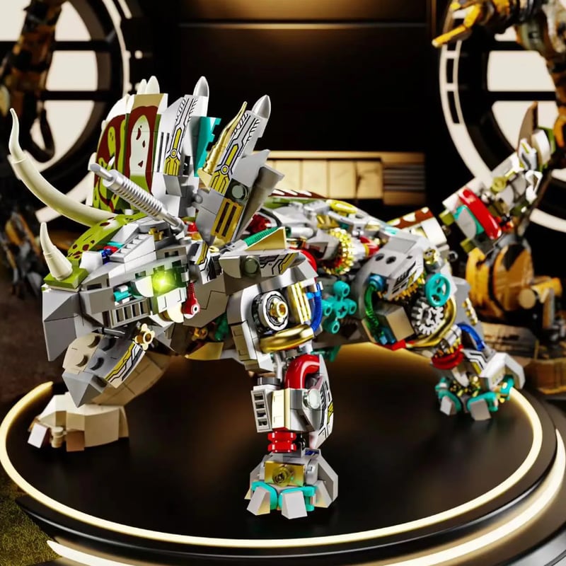 ブロック 恐竜 トリケラトプス 頭部が動く 白亜紀 ケラトプス科