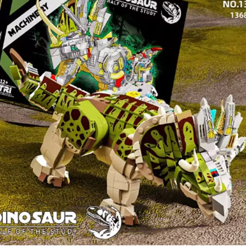 ブロック 恐竜 トリケラトプス 頭部が動く 白亜紀 ケラトプス科