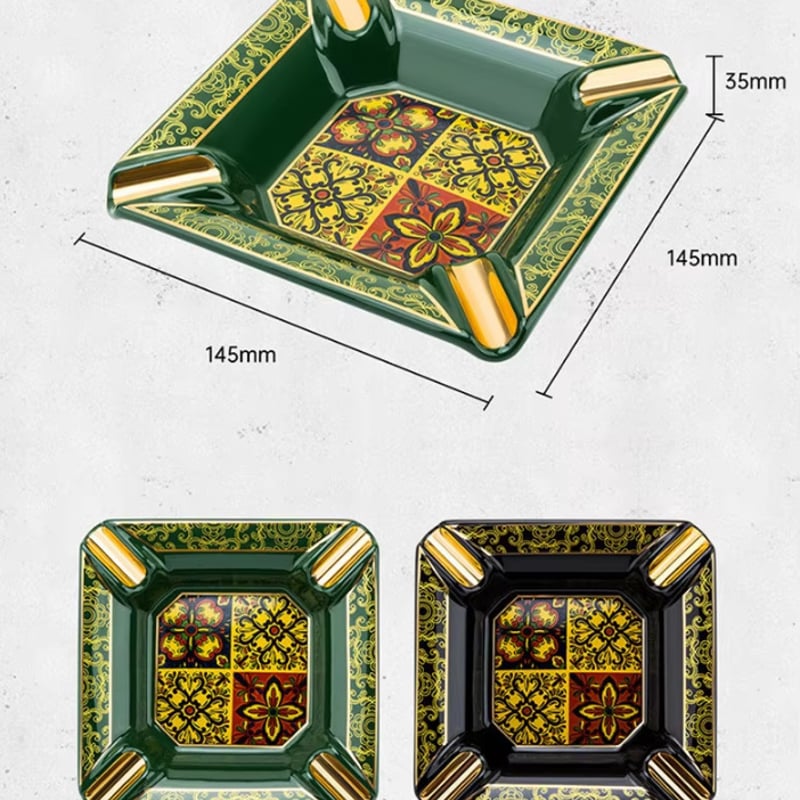 2色展開】 葉巻灰皿 シガーアッシュトレイ 緑 黒 おしゃれ 高級感 葉巻