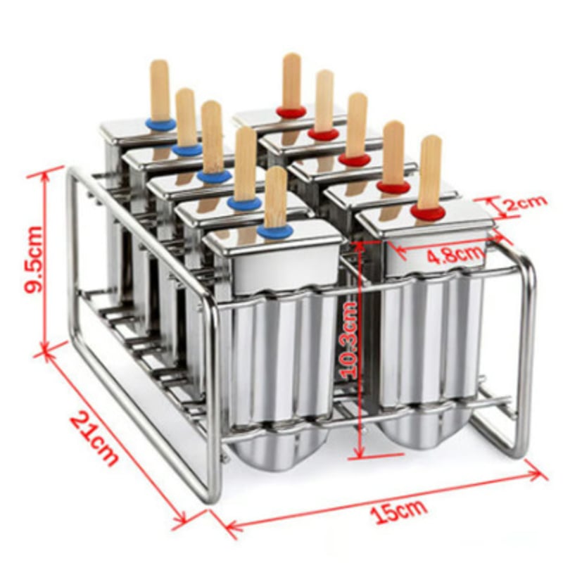 アイスキャンディー】 型 10個＋ホルダー ステンレス 小さめ 簡単 家庭