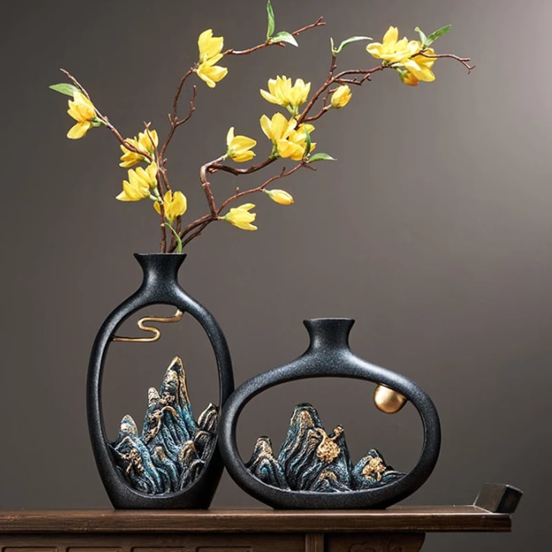 オリエンタル スタイル インテリア レジン フラワーベース 花器 花生け