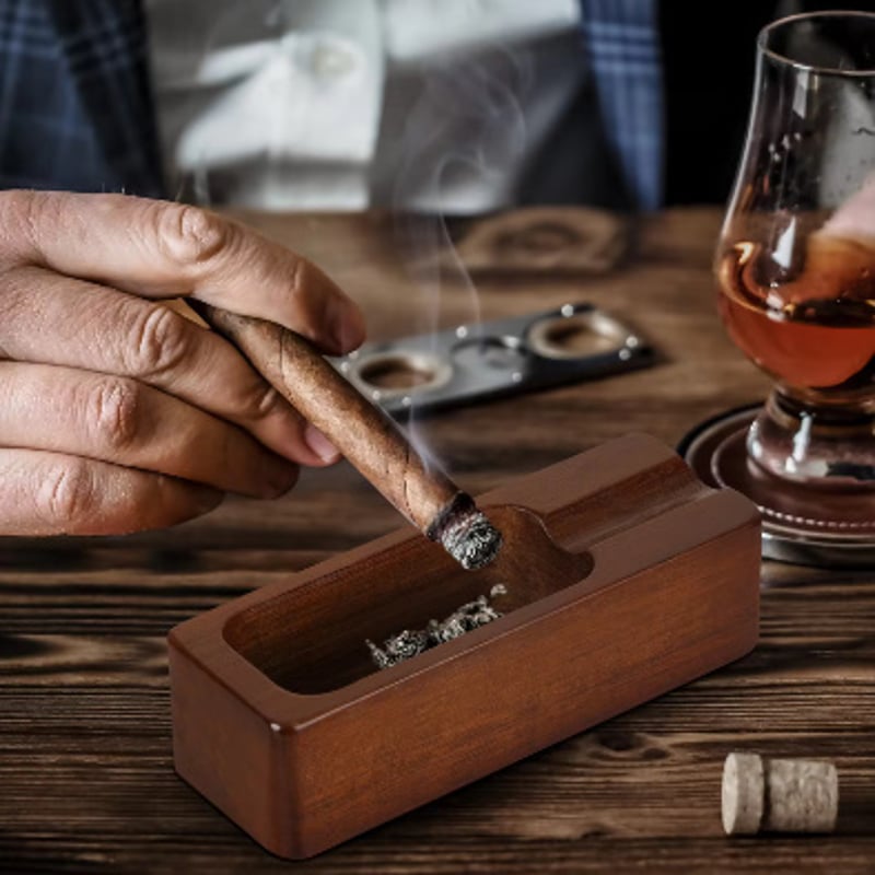 葉巻灰皿 シガーアッシュトレイ 木製 おしゃれ 高級感 葉巻 長方形