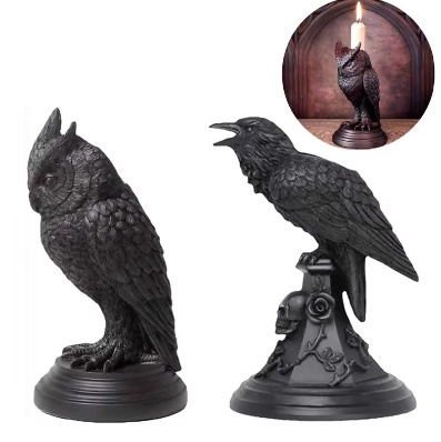 ゴシック カラス フクロウ キャンドルホルダー ろうそく台 ハロウィン