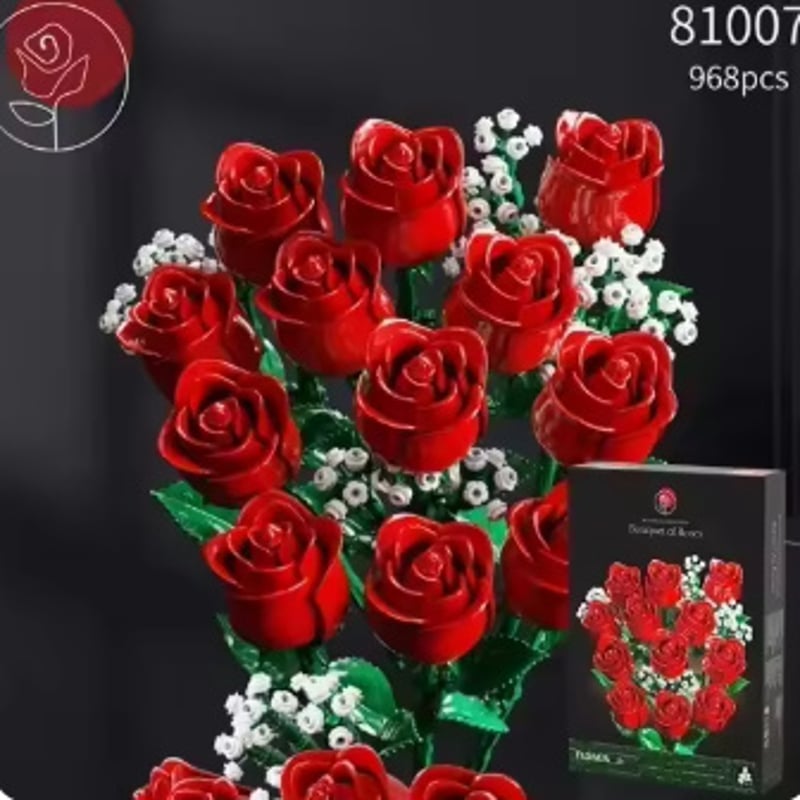 LEGO互換 968ピース バラ 美 愛情 八重咲 ダリヤ 薔薇 ローズ レゴ互換