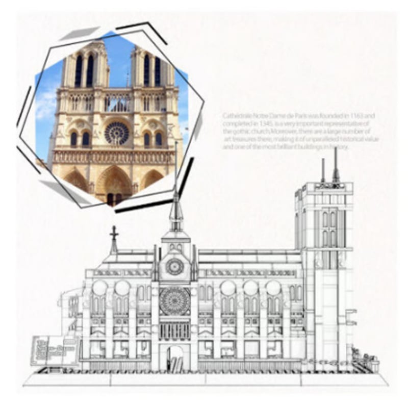 レゴ互換 ノートルダム大聖堂 パリ 1380ピース LEGO風 知育玩具