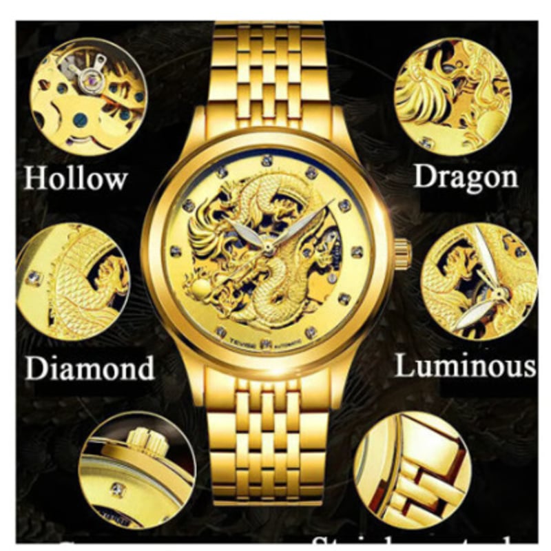 腕時計 紅眼龍 盤面 ゴールドorブラック ドラゴン 昇竜 風水 アイテム
