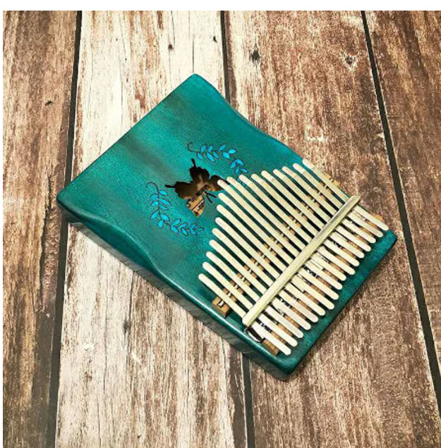 17 キー ブルー 蝶柄 アコースティック カリンバ | Colorful Puzzle