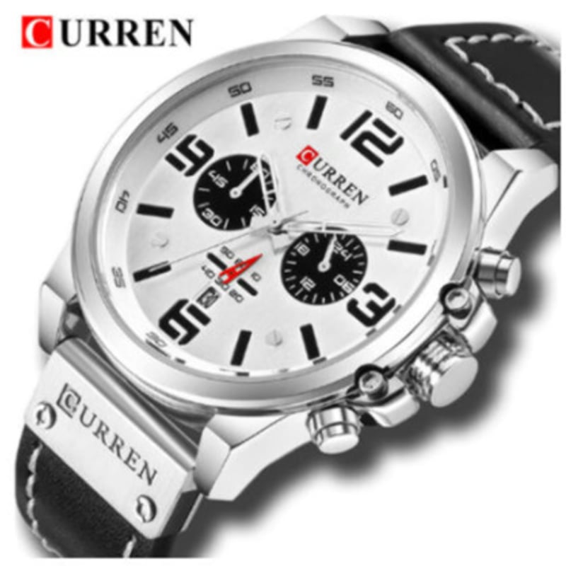 CURREN 3気圧防水 メンズ腕時計 多機能 本革ベルト クロノグラフ 日付 