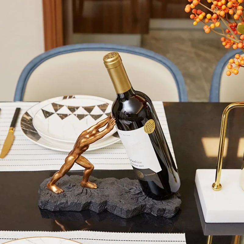 2色展開】ワインラック オブジェ ボトルを支える男 筋肉マン モダン