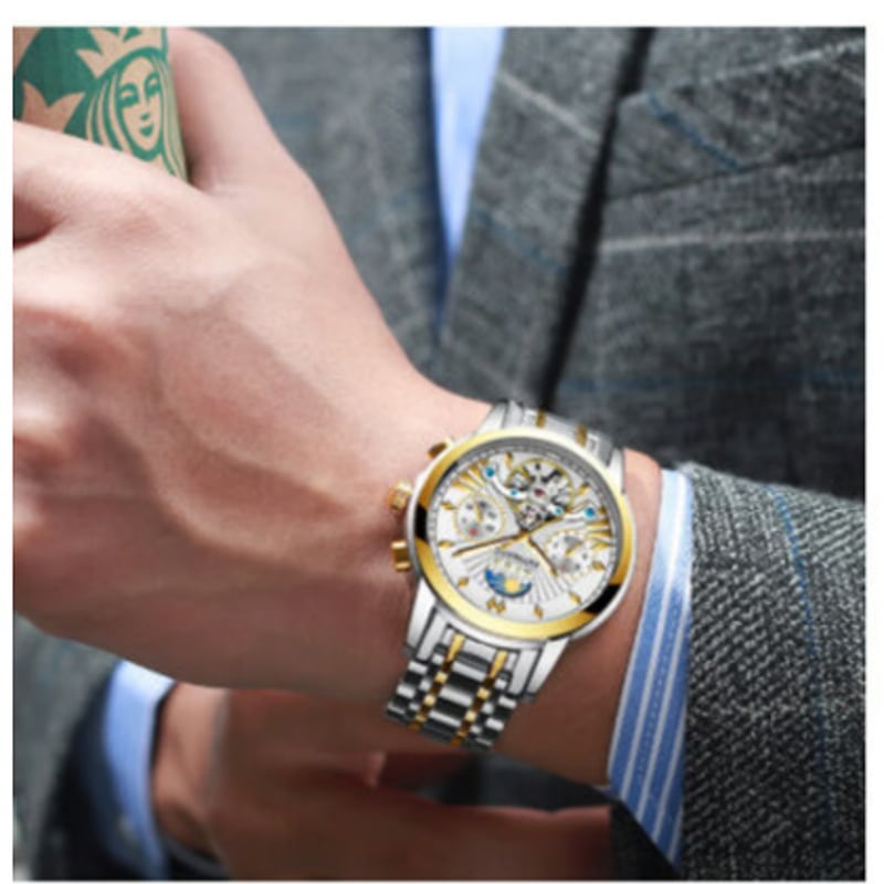 【新品未使用】DIDUN DESIGN ムーンフェイズ メンズ 腕時計 シルバー 新品未使用】DIDUN DESIGN ムーンフェイズ 腕時計 ブルー シルバー