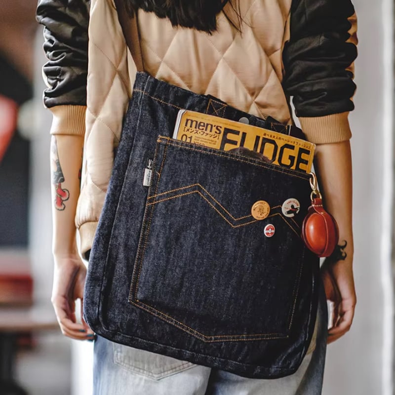 デニムリメイク★★★AMERICAN VINTAGE 肩掛けトート& 腰袋付き デニムリメイク OUTDOOR VINTAGE 肩掛けトート& 腰袋付き - メルカリ