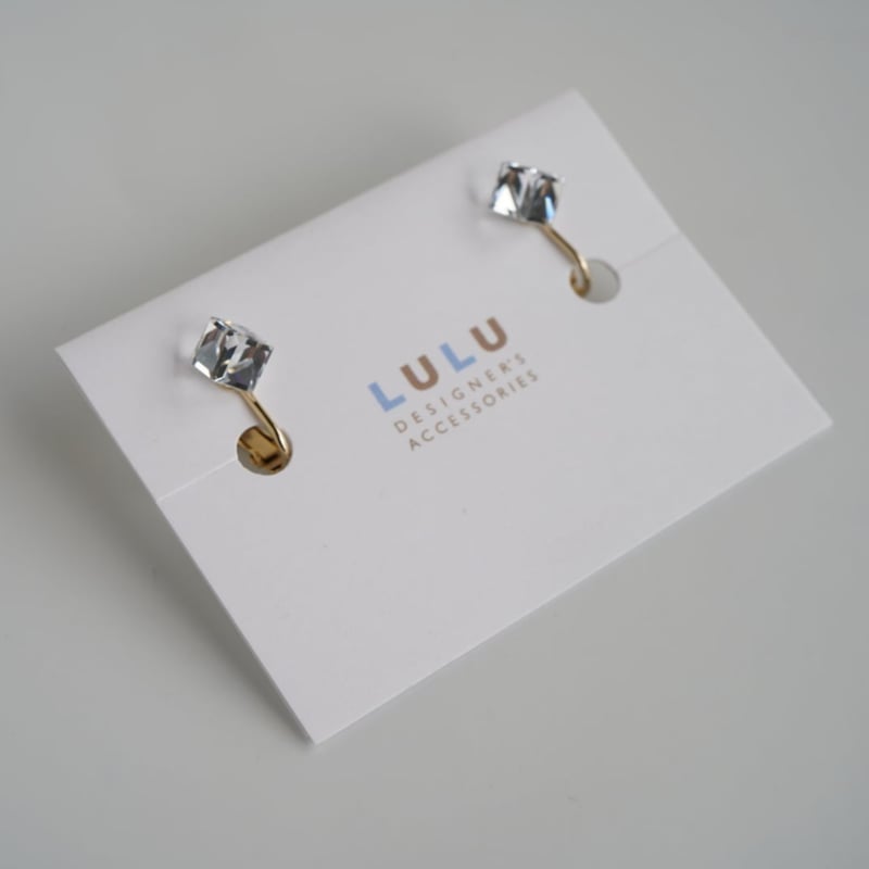 121☻ハンドメイド*ゴールドクリア マーブルスクエア クリップ イヤリング 121☻ハンドメイド*ゴールドクリア マーブルスクエア クリップ イヤリング