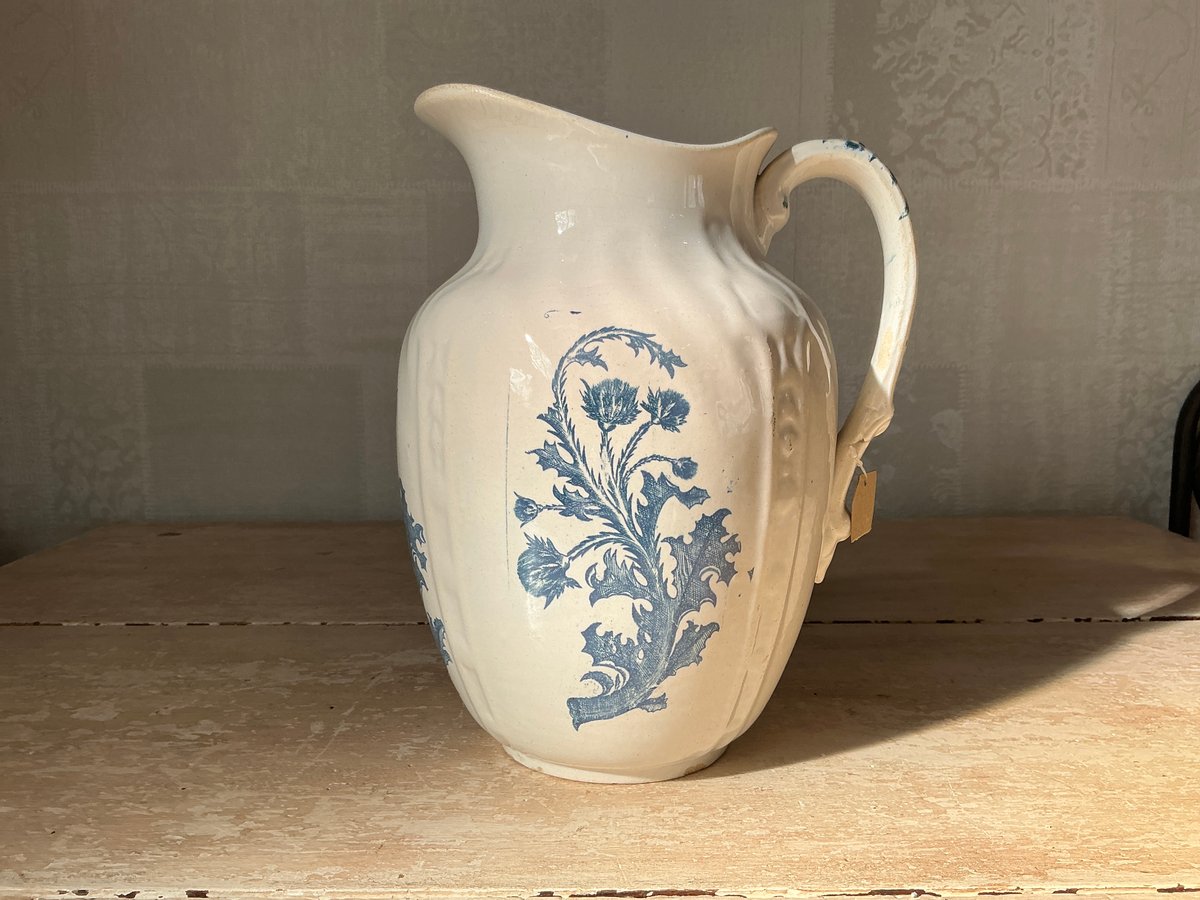 フランス アンティーク 陶器製ピッチャー アザミ柄 | Bonne Volonte