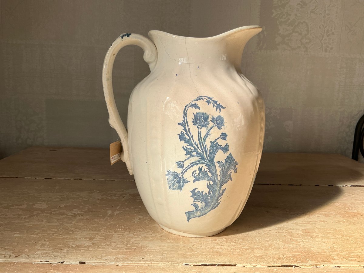 フランス アンティーク 陶器製ピッチャー アザミ柄 | Bonne Volonte