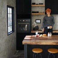 1/6スケール ダークモダンなミニマルキッチン　ドール 撮影用背景ボード セット　ドールハウス　Ships Within Japan Only