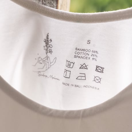 バンブーコットン カップポケット付き レギュラー丈 タンクトップ （白）Bamboo cotton Regular Tank top (White)