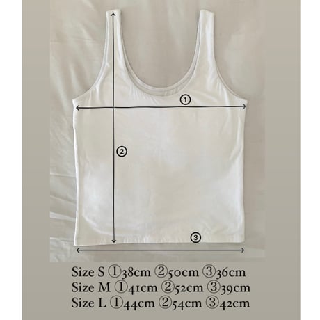 バンブーコットン カップポケット付き レギュラー丈 タンクトップ （白）Bamboo cotton Regular Tank top (White)