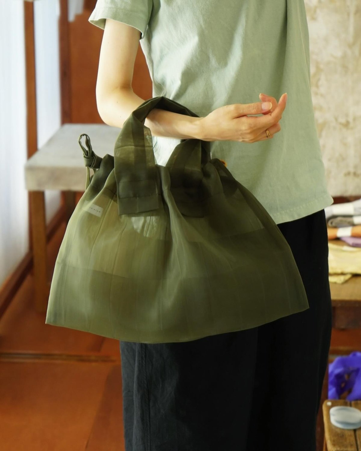 【即日発送】すけるバック　mate-mono グリーン/黒 すけるバッグ 】－ mate-mono