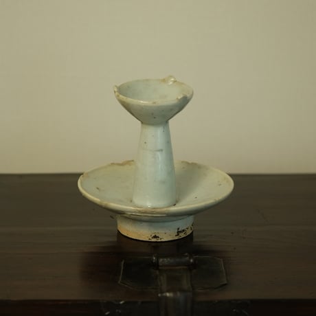 李朝 白磁灯明台