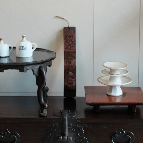 李朝 青松白磁の祭器（3点）