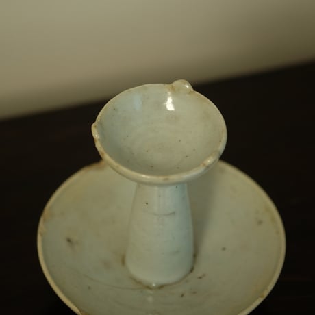 李朝 白磁灯明台