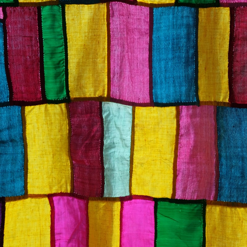 「マリーゴールド」の麻ポジャギ シルクと綿と麻のポジャギ | gallery & boutique 雪月花