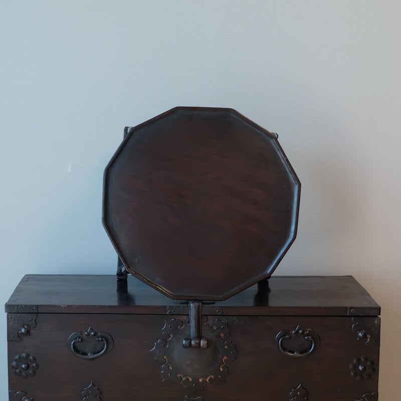 骨董 李朝 ソバン 小盤 李朝 お膳　花形 虎脚 虎足 花台 木製 飾り台 李朝ソバン小盤韓国お膳花形φ35cm 虎脚虎足花台