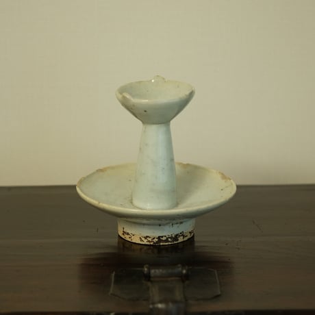 李朝 白磁灯明台