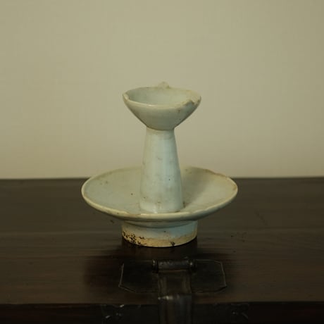 李朝 白磁灯明台