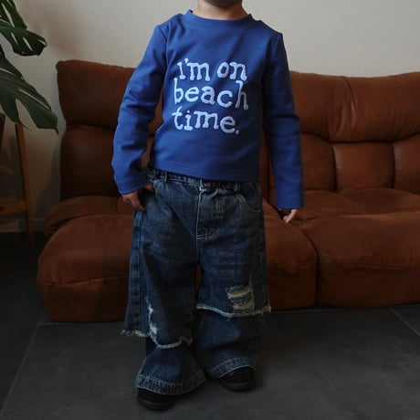 damage wide denim