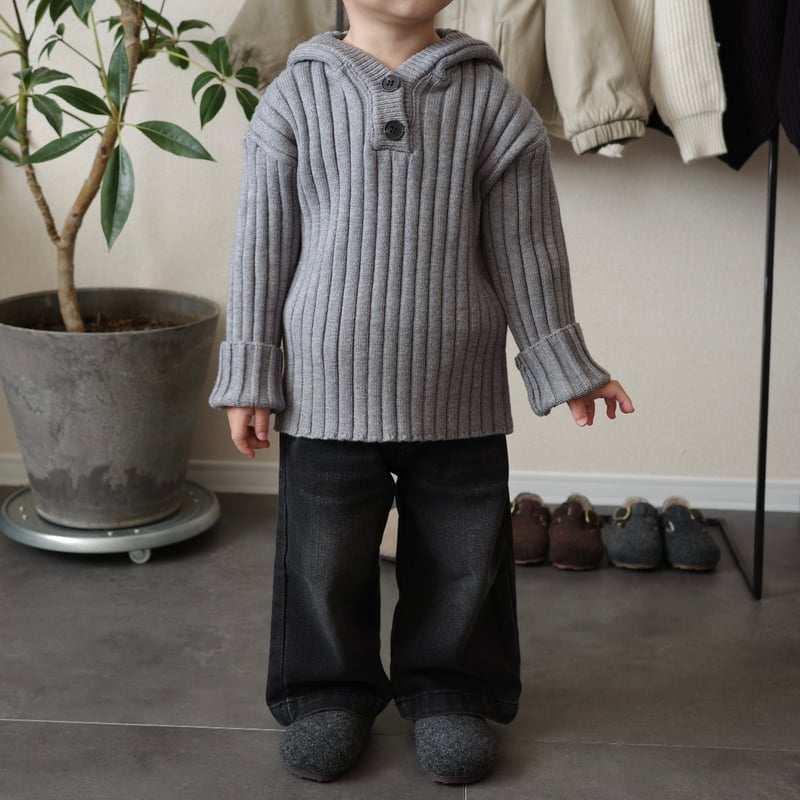 rib hoodie knit top | so you`