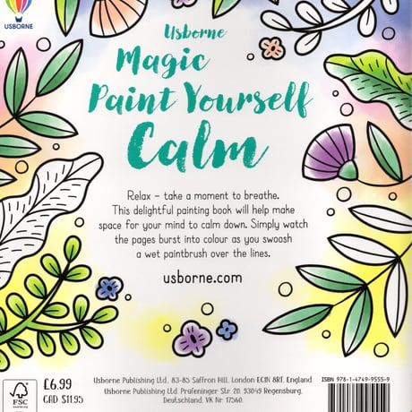 送料無料特別サービス中！集中力と想像力を育む！マジックペインティングブック【Yourself Calm（気持ちを穏やかに）】（水だけで色づく！マインドフルな魔法の水ぬりえ）