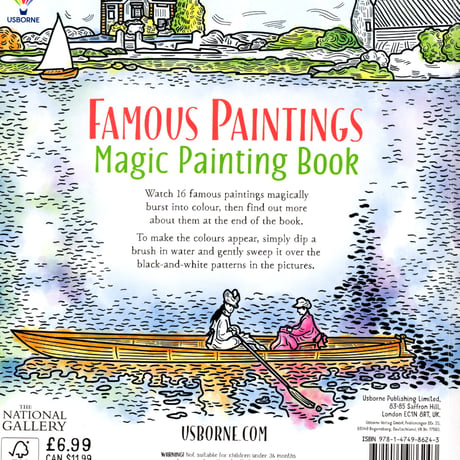 送料無料特別サービス中！集中力と想像力を育む！マジックペインティングブック【Famous Paintings（名画たち）】（水だけで色づく！マインドフルな魔法の水ぬりえ）