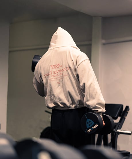JUST CROPPED HOODIE　GREIGE×PINK
