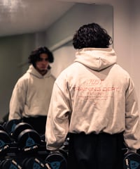 JUST CROPPED HOODIE　GREIGE×PINK