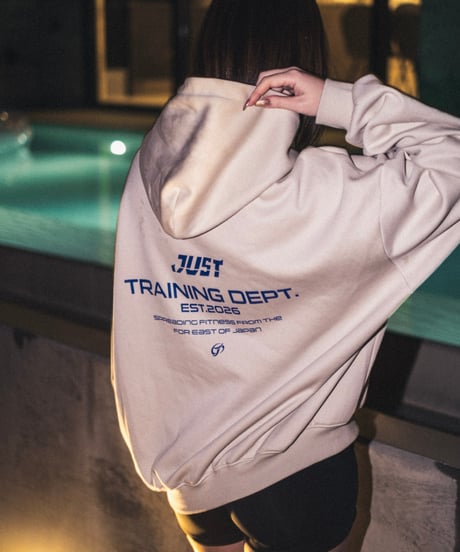 JUST CROPPED HOODIE　GREIGE×BLUE
