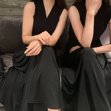 【longタイプ】black wrap dress / sleeveless
