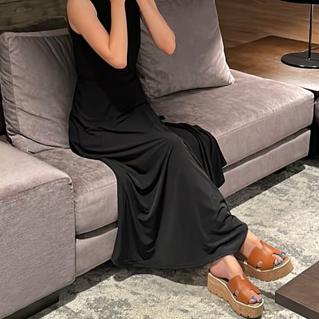 【longタイプ】black wrap dress / sleeveless